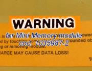 WARNING PER LA MINI MEMORY - 1035987-2